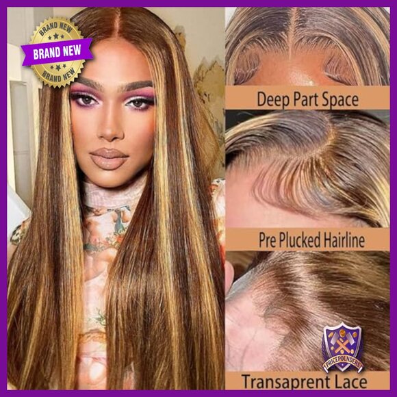 200% Density Human Hair Wig HD Lace Straight Wave Pre Plucked main image 4